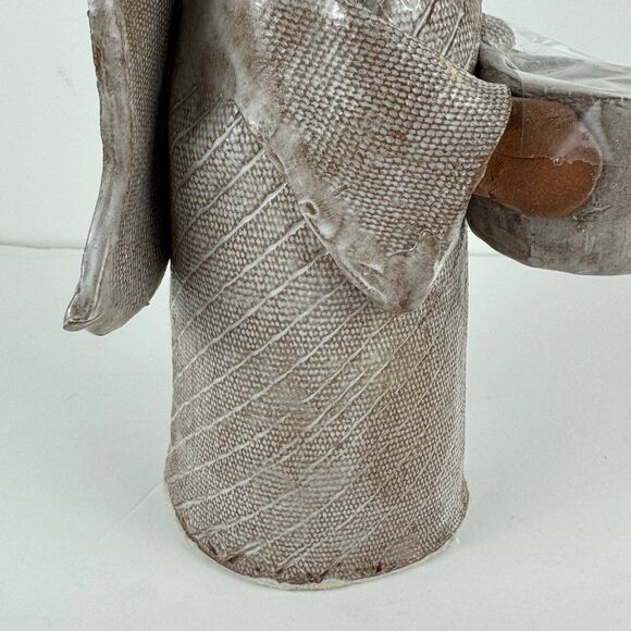 vintage clay pottery candle tealight holder angel choir folkart sculpture figure - Picture 4 of 15